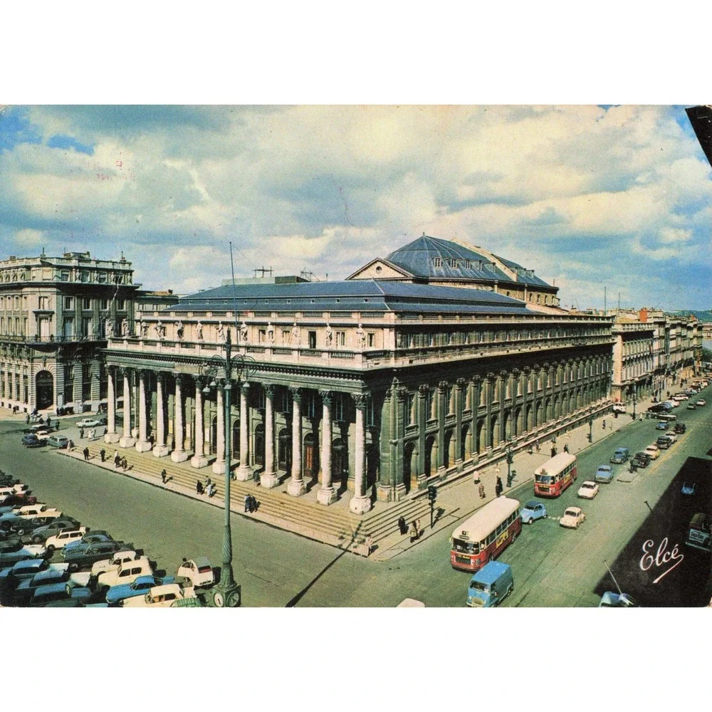 Vintage 1965 Bordeaux France Le Grand-Theatre Postcard Elce Street View N 3419